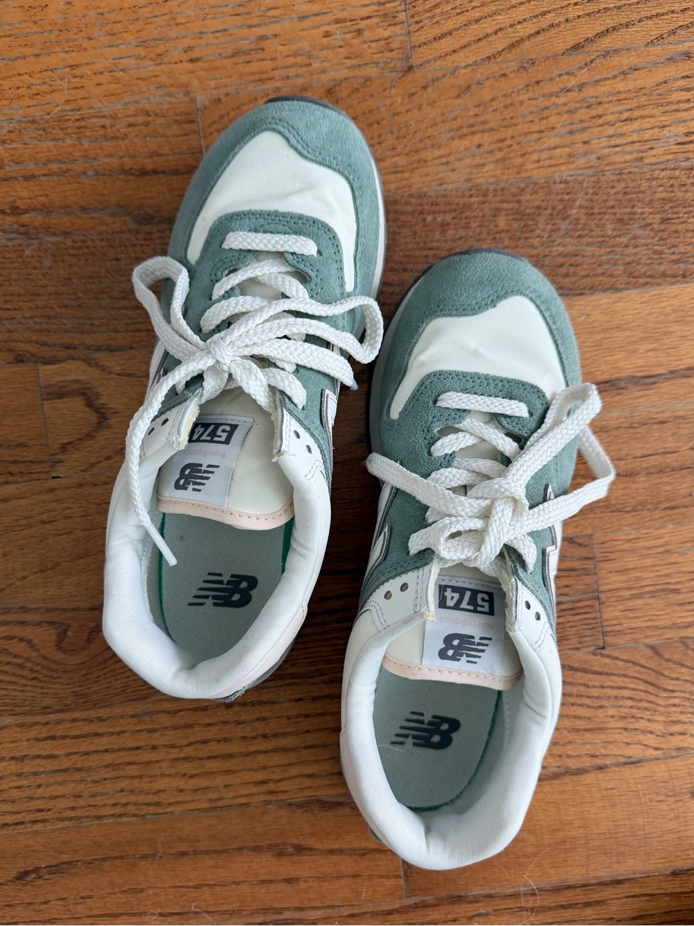 New Balance Sage Green and White Women's Sneakers